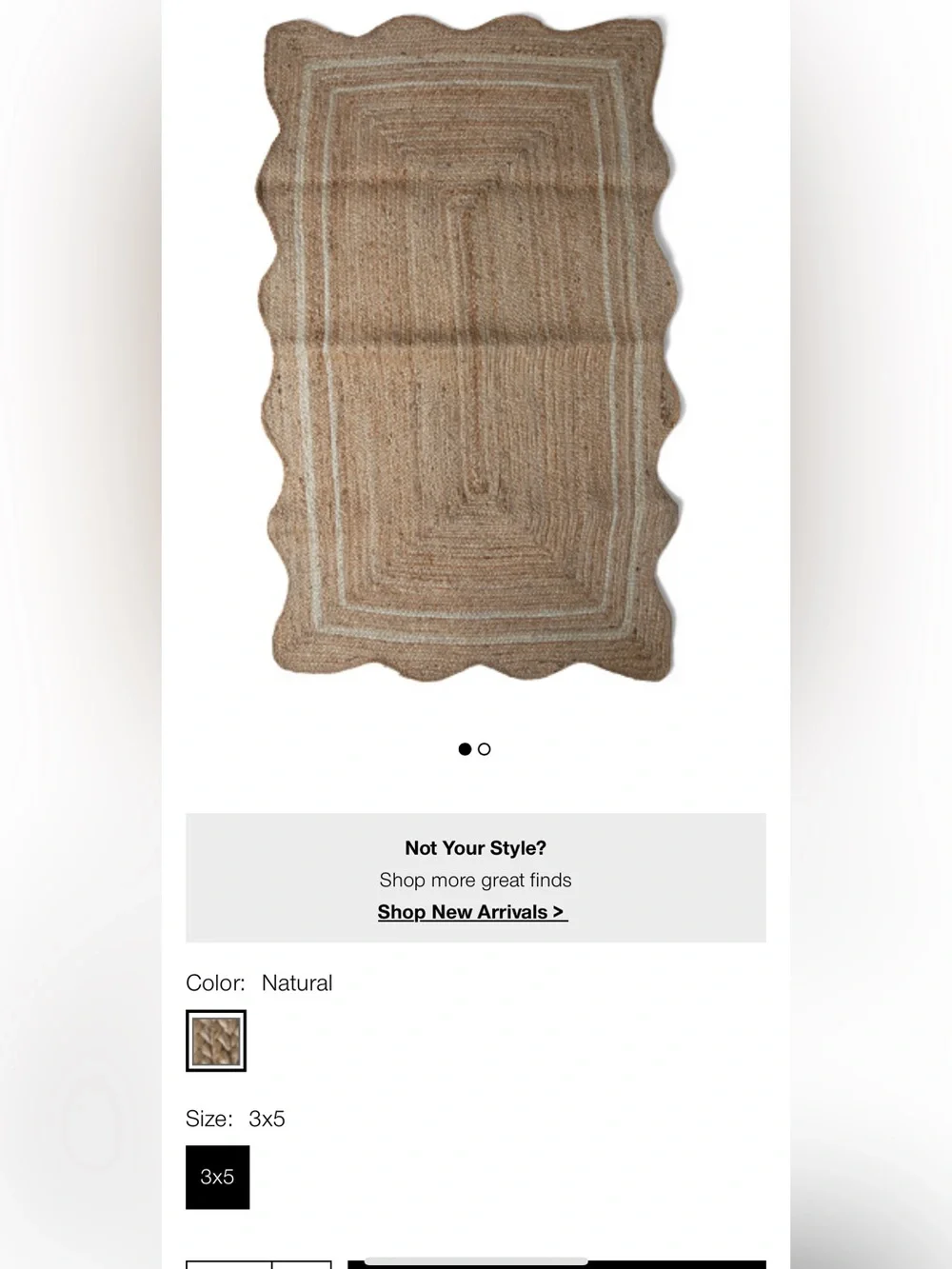 NWOT TJMaxx Natural Jute Scalloped Rug - Neutral